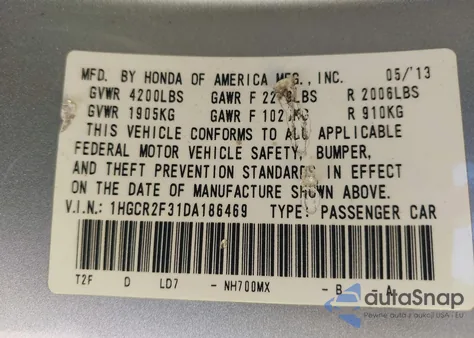 2013 Honda Accord Lx from USA, damaged, VIN 1HGCR2F31DA186469